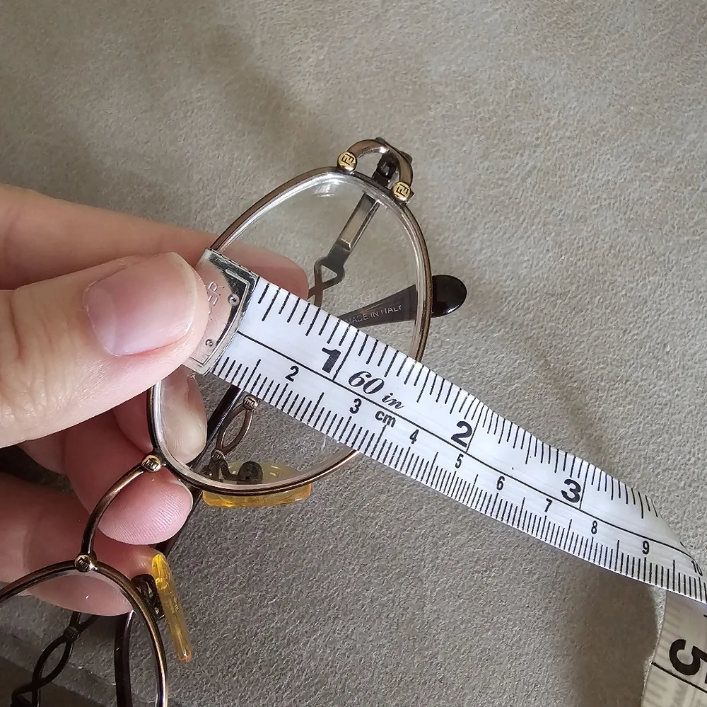 Fendi Elegant Metal Logo Gold and Brown‎ Italy Chic Classy Frame Glasses